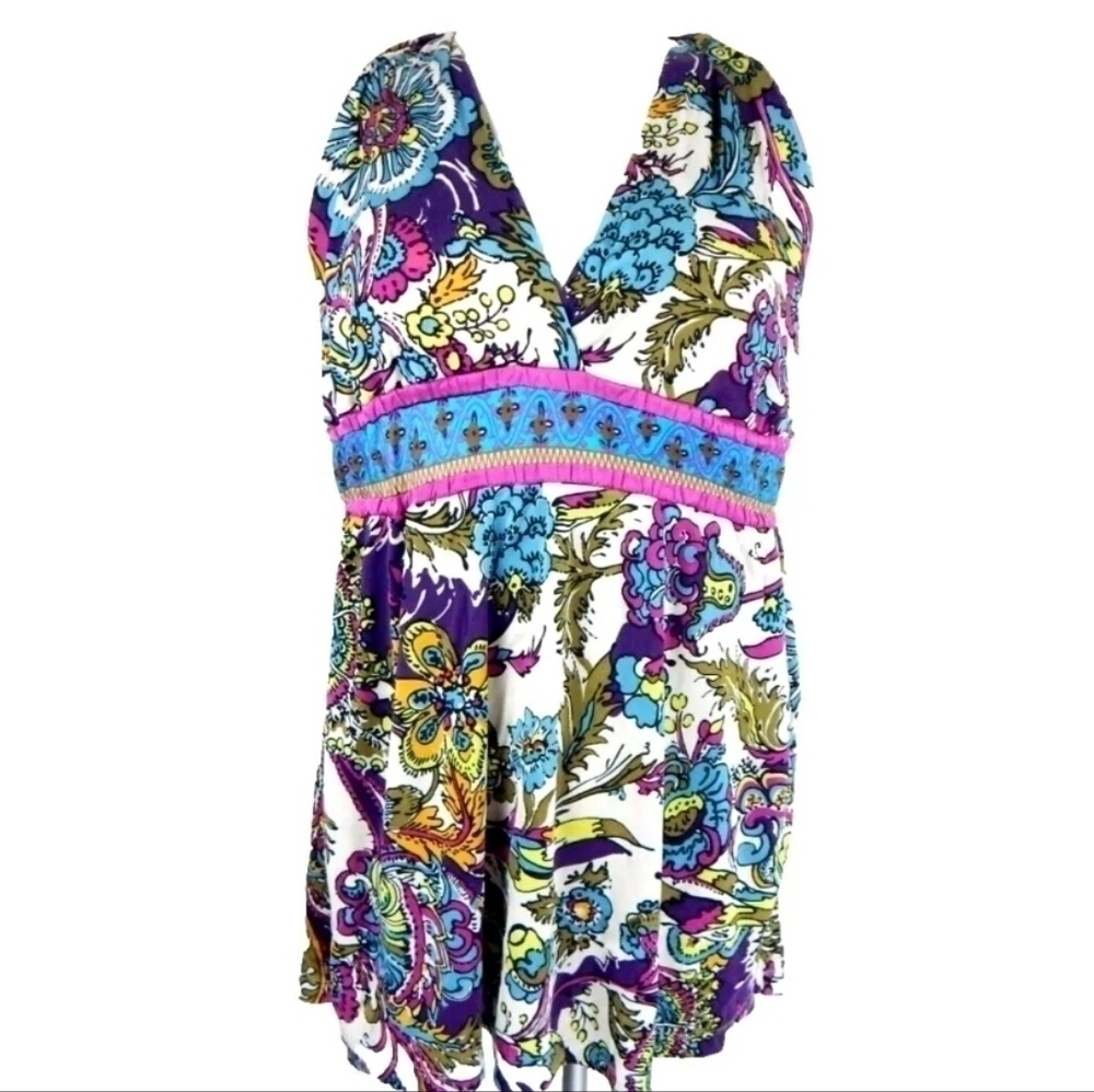 Hale‎ Bob Silk Jersey Floral Racerback Tank
